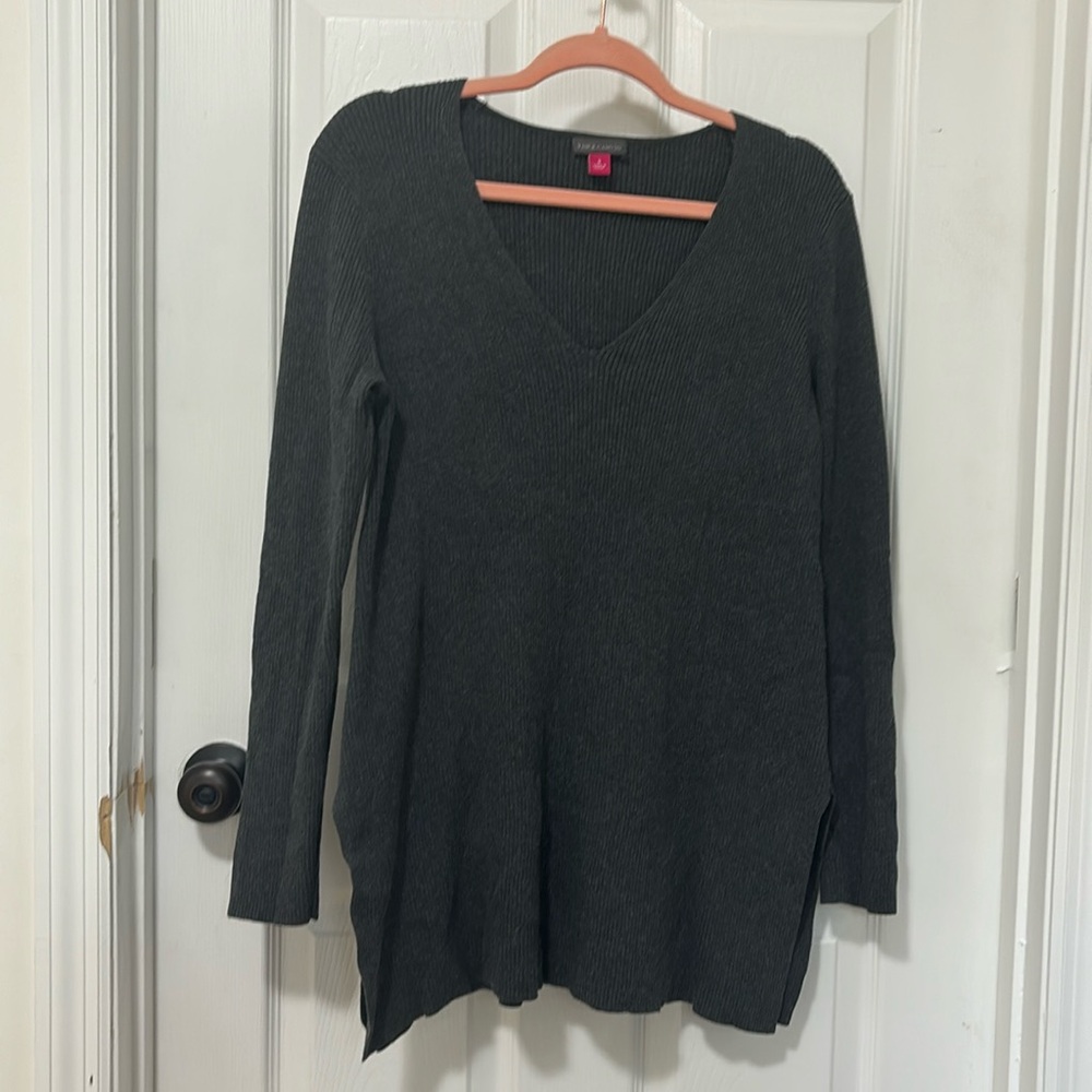 Vince Camuto Small Side Slit Grey Sweater